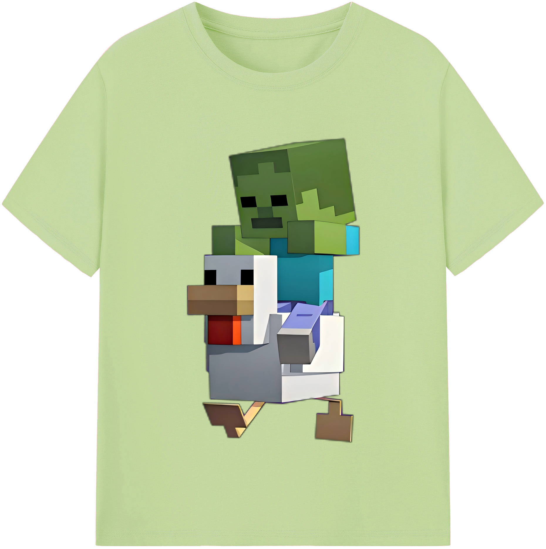 （画像用） マインクラフト ブロックの世界 Minecraft MC Block world 綿100％半袖Tシャツ（フロントプリント）